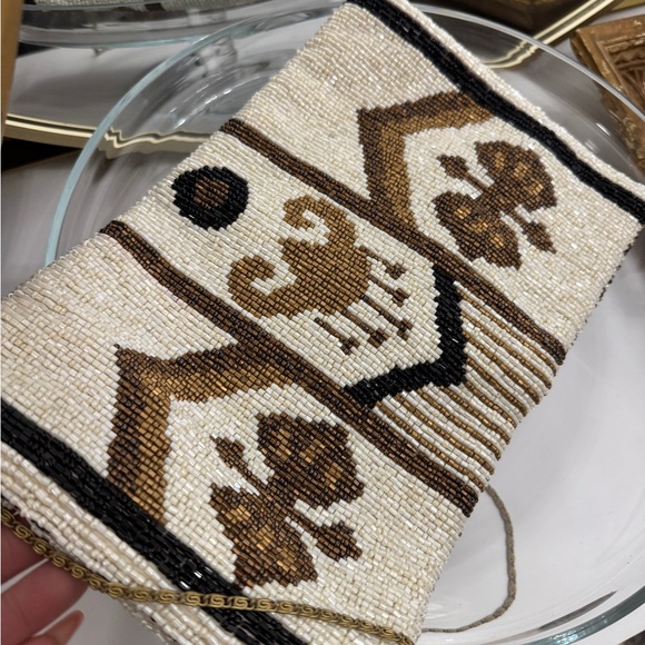 Moyna Black and White Beaded Clutch